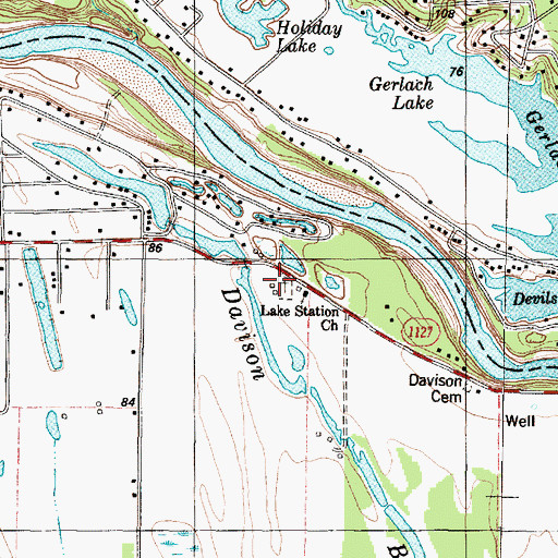 Topographic Map of Lake Station Cemetery, TX