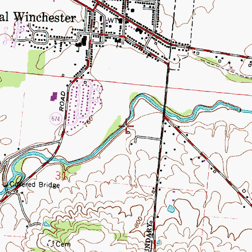 Topographic Map of Dove Run, OH