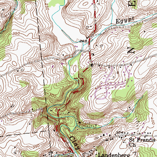 Topographic Map of Water Plug Prong, PA