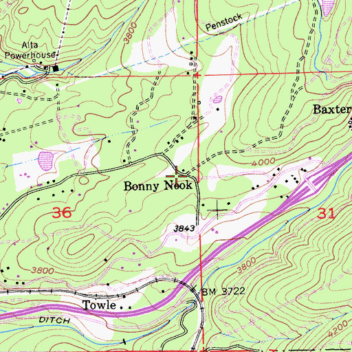 Topographic Map of Bonny Nook, CA