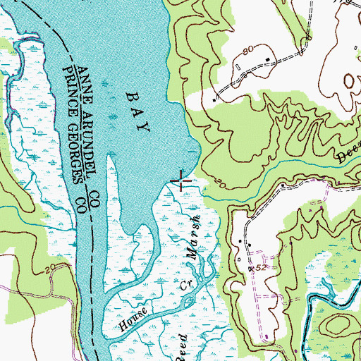 Topographic Map of Hardwick Branch, MD
