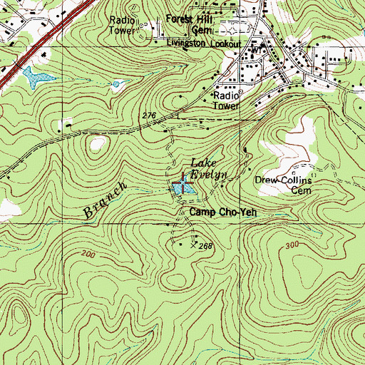 Topographic Map of Camp Cho-Yeh, TX