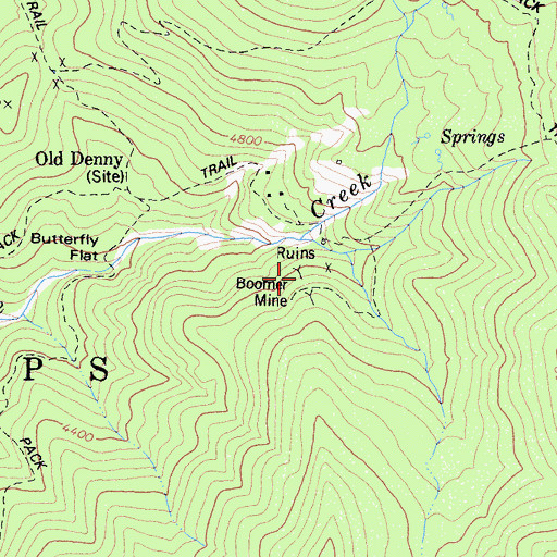 Topographic Map of Boomer Mine, CA