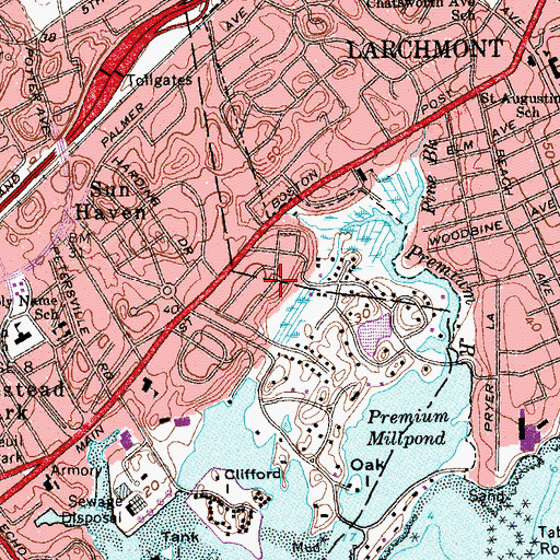 Topographic Map of Flandreau Cemetery, NY