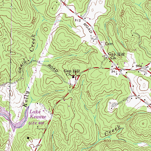 Topographic Map of Gap Hill Church of God, SC