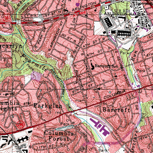 Topographic Map of Grace Baptist Church of Arlington, VA