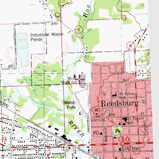 Topographic Map of Webb Middle School, WI
