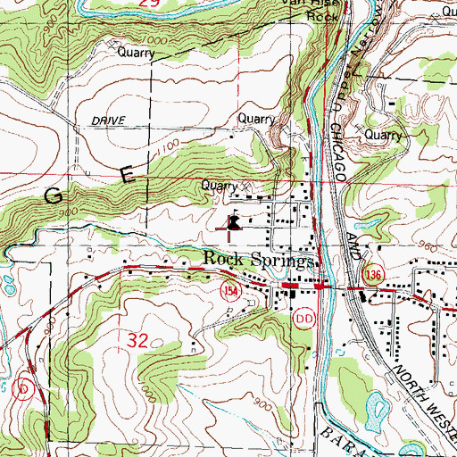 Topographic Map of Rock Springs Elementary School, WI