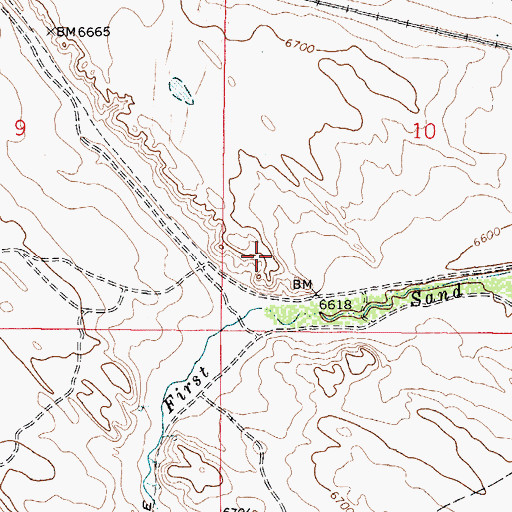 Topographic Map of Calvin Bend, WY