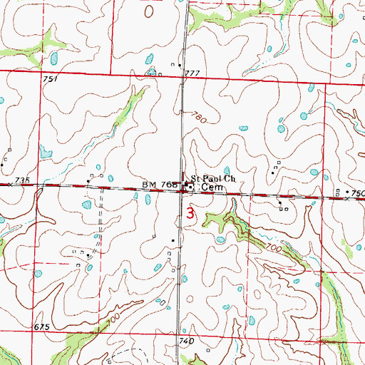 Topographic Map of Saint Pauls School (historical), MO