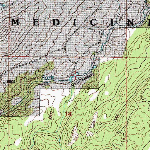 Topographic Map of South Roaring Fork, WY