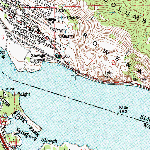 Topographic Map of Tunnel on WA 14, WA