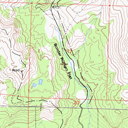 Topographic Map of Border Ruffian Flat, CA