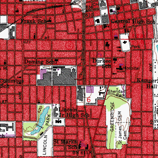 Topographic Map of Brass Community School, WI