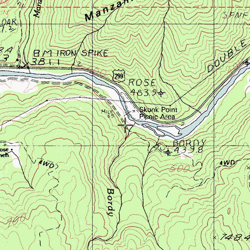 Topographic Map of Bordy Creek, CA