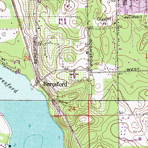 Topographic Map of Beresford Cemetery, FL