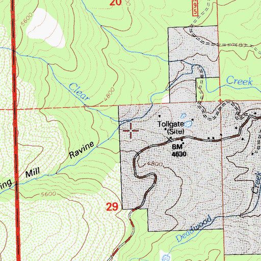 Topographic Map of Boring Mill Ravine, CA