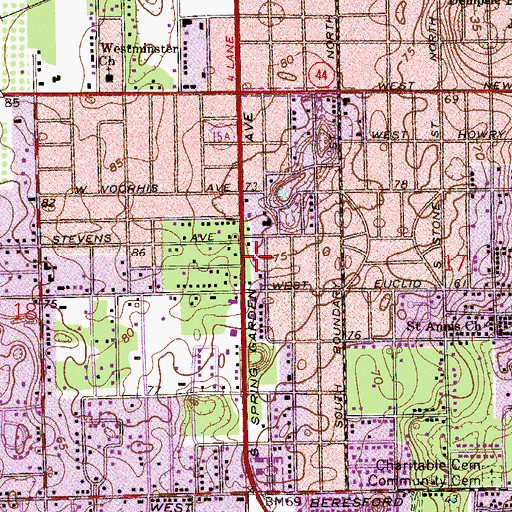 Topographic Map of Church of Christ, FL