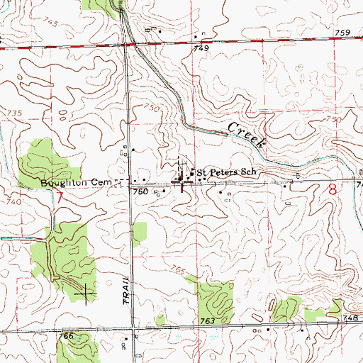 Topographic Map of Saint Peter Lutheran Church, MI