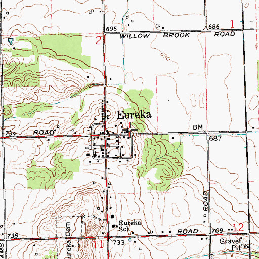 Topographic Map of Eureka Christian Church, MI