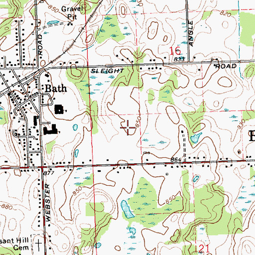 Topographic Map of Bath High School, MI