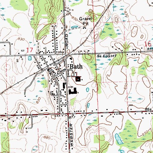 Topographic Map of Bath Middle School, MI