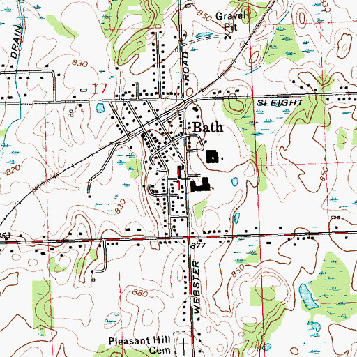 Topographic Map of Bath United Methodist Church, MI