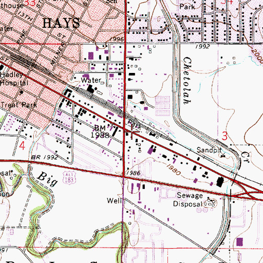 Topographic Map of 8th and Vine, KS