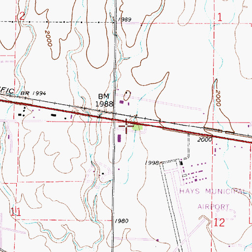 Topographic Map of Airport Park, KS
