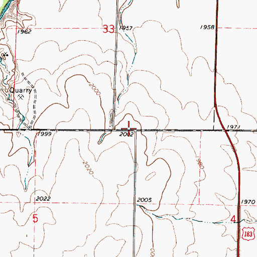 Topographic Map of Dusty Glassman Ballfields, KS