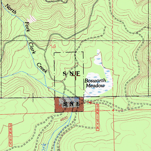 Topographic Map of Bosworth Meadow, CA