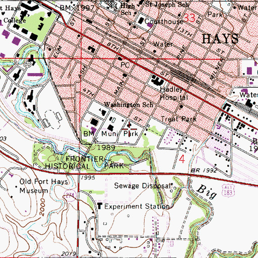 Topographic Map of Larks Park, KS