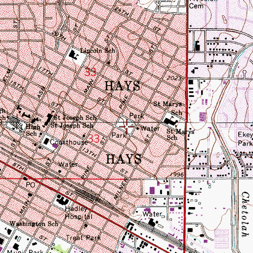 Topographic Map of Massey Park, KS