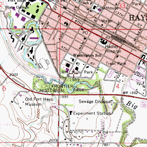 Topographic Map of Municipal Park, KS
