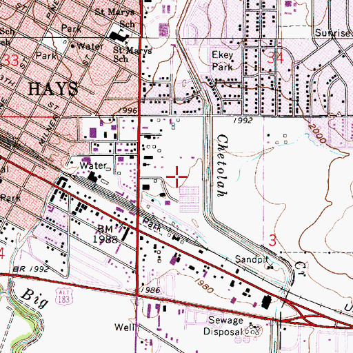 Topographic Map of Speier Ballpark, KS
