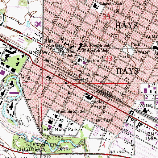 Topographic Map of Union Pacific Park, KS