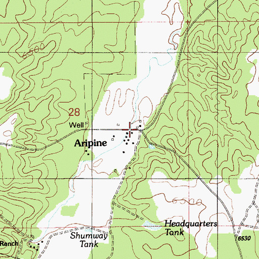 Topographic Map of Aripine, AZ