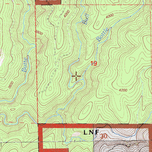 Topographic Map of Bottle Creek, CA