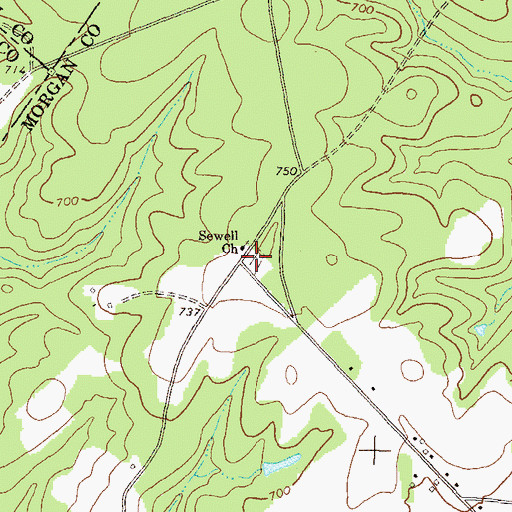 Topographic Map of Sewell Cemetery, GA