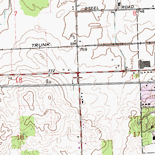 Topographic Map of First Church of God, MI