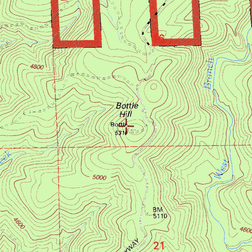Topographic Map of Bottle Hill, CA