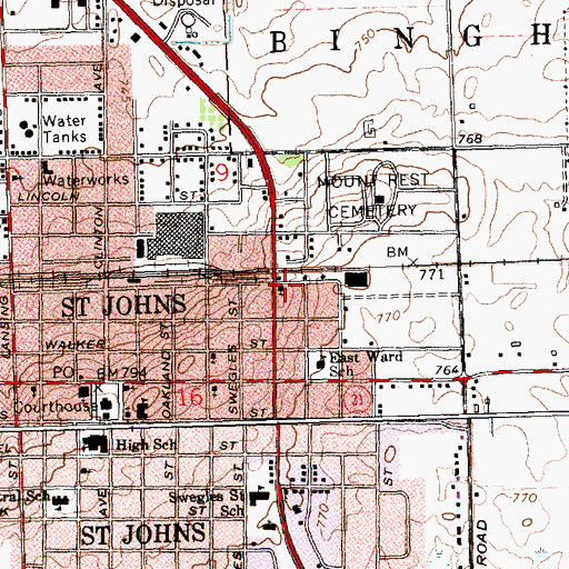 Topographic Map of Reorganized Church of Jesus Christ of Latter Day Saints, MI