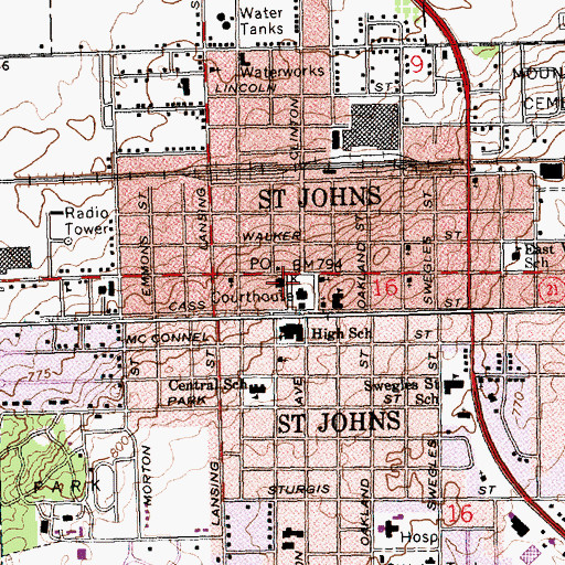 Topographic Map of First Congregational Church, MI