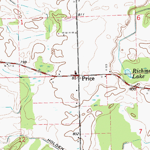 Topographic Map of Price United Methodist Church, MI