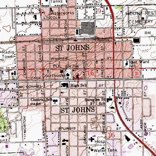Topographic Map of Saint Joseph School, MI