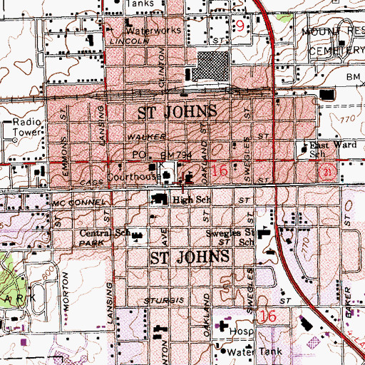 Topographic Map of Saint Joseph Catholic Church, MI
