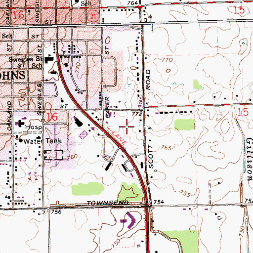Topographic Map of South Point Mall, MI