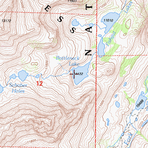 Topographic Map of Bottleneck Lake, CA