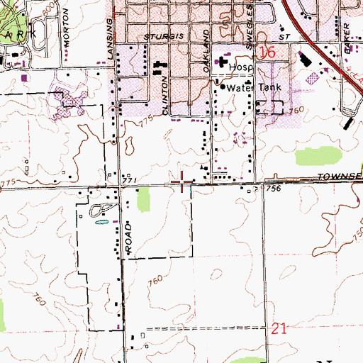 Topographic Map of Saint Johns Family Health Center, MI