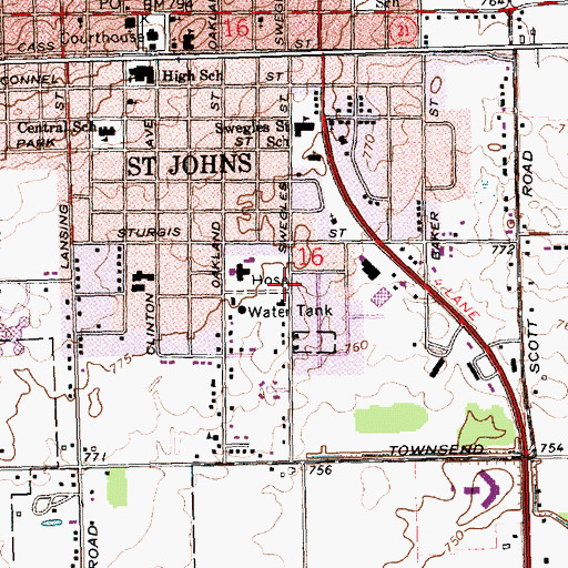 Topographic Map of Clinton County Greenhaven Home, MI